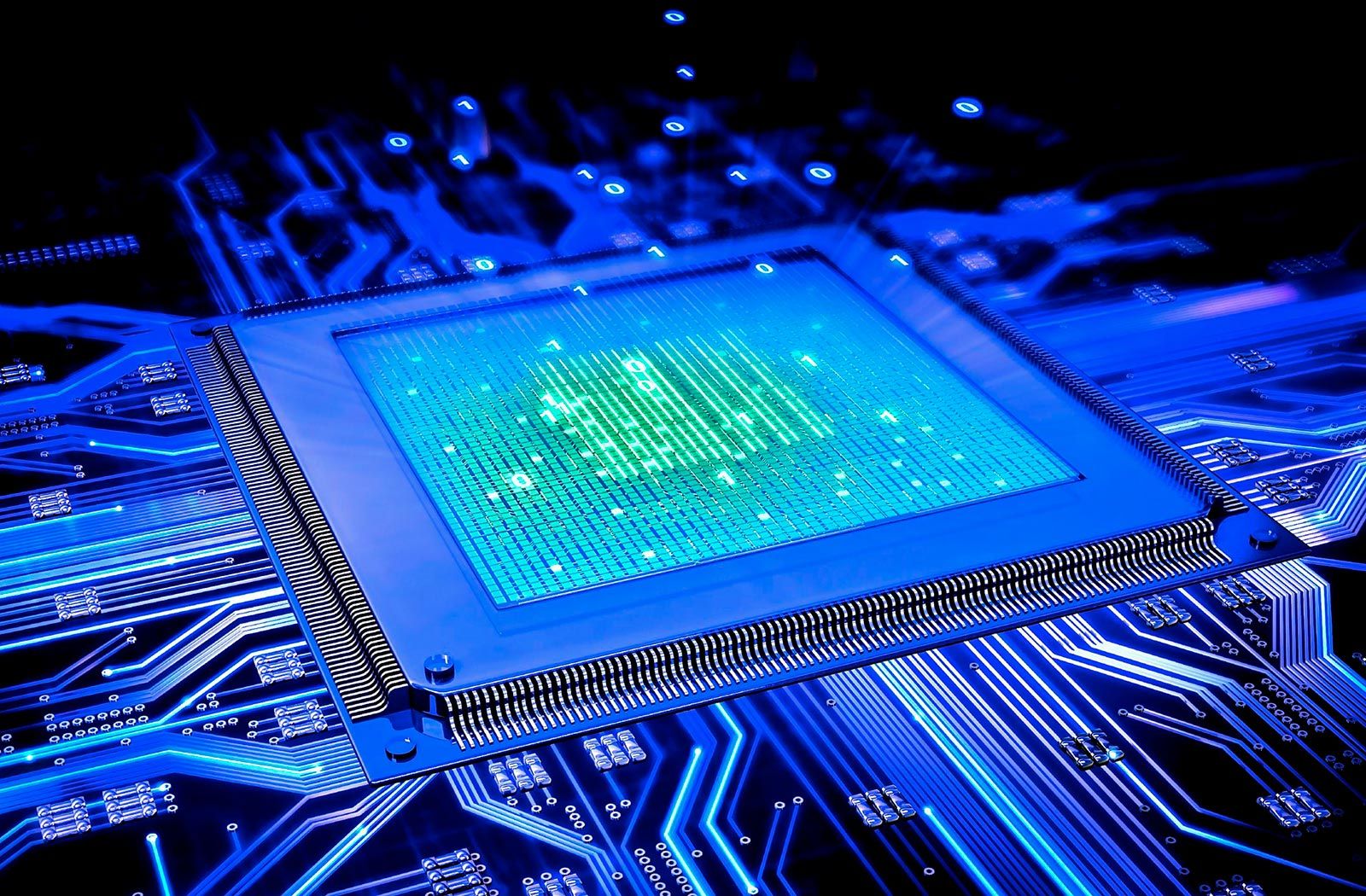 Imagem de um chip de computação quântica