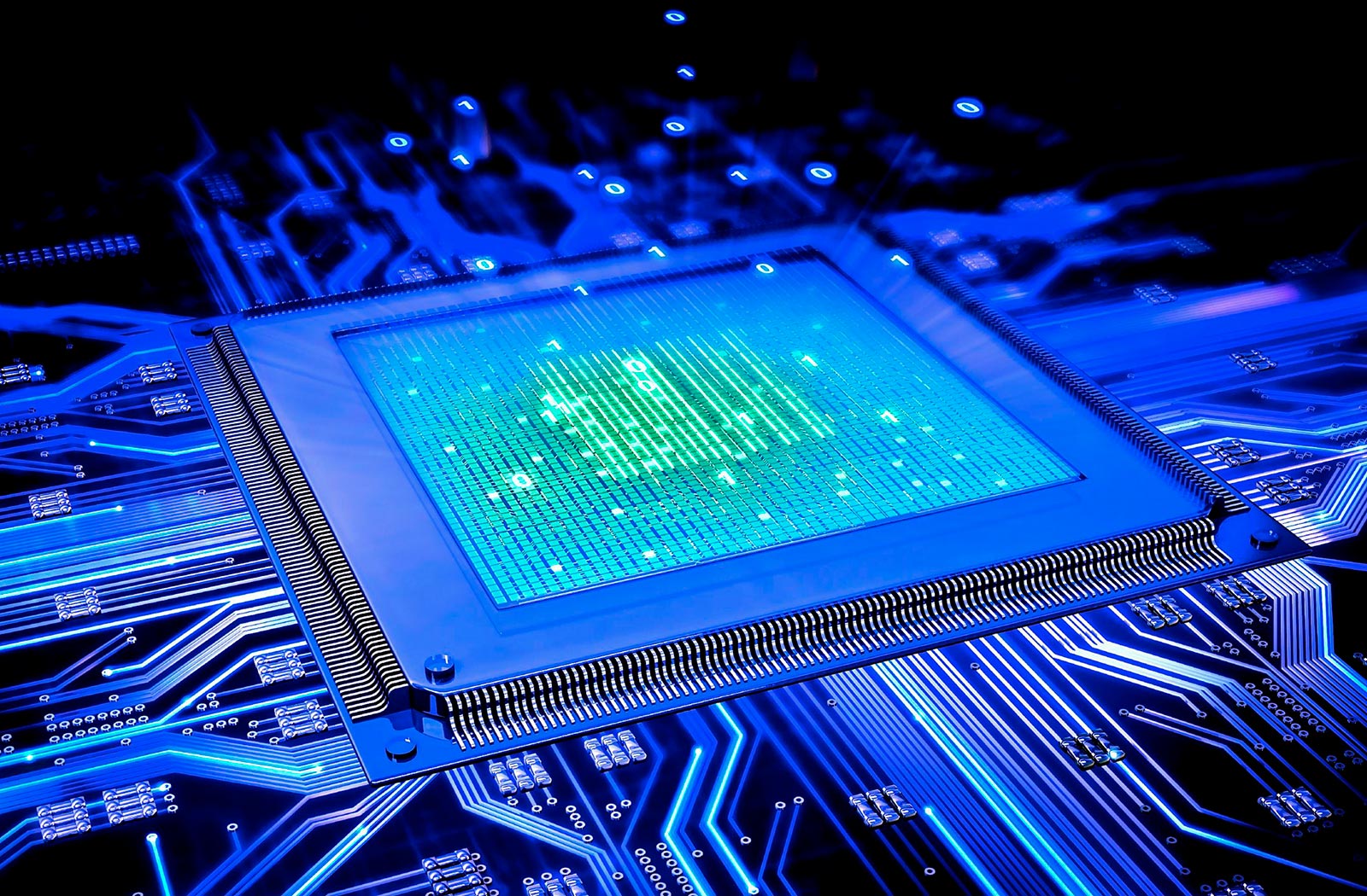 Imagem de um chip de computação quântica
