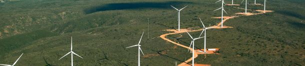 Foto de um parque de energia eólica