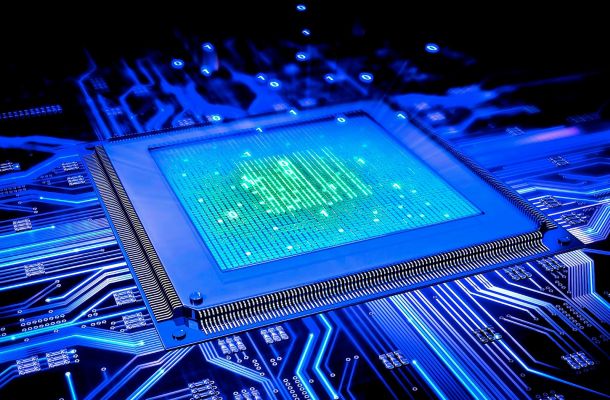 Imagem de um chip de computação quântica